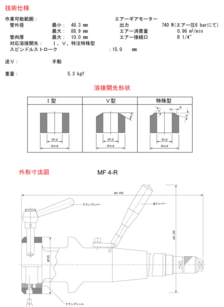 チューブ端切削フライス盤　MF4-R