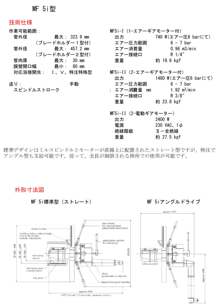 チューブ端切削フライス盤　MF5i