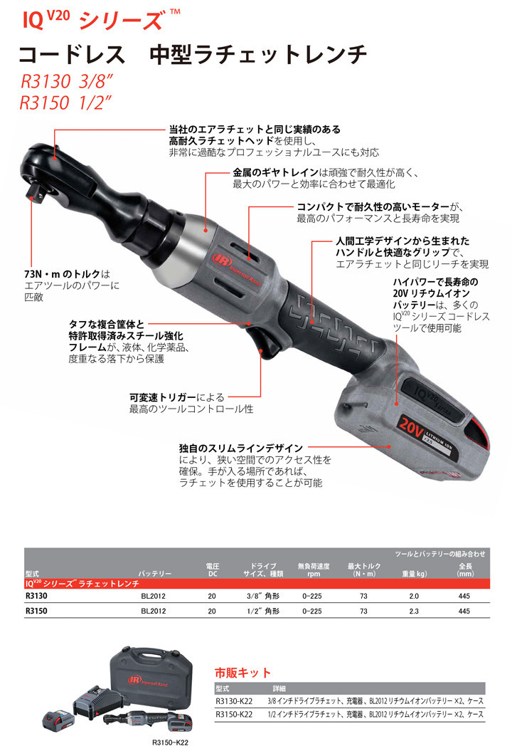 R3150 1/2 コードレス中型ラチェットレンチ