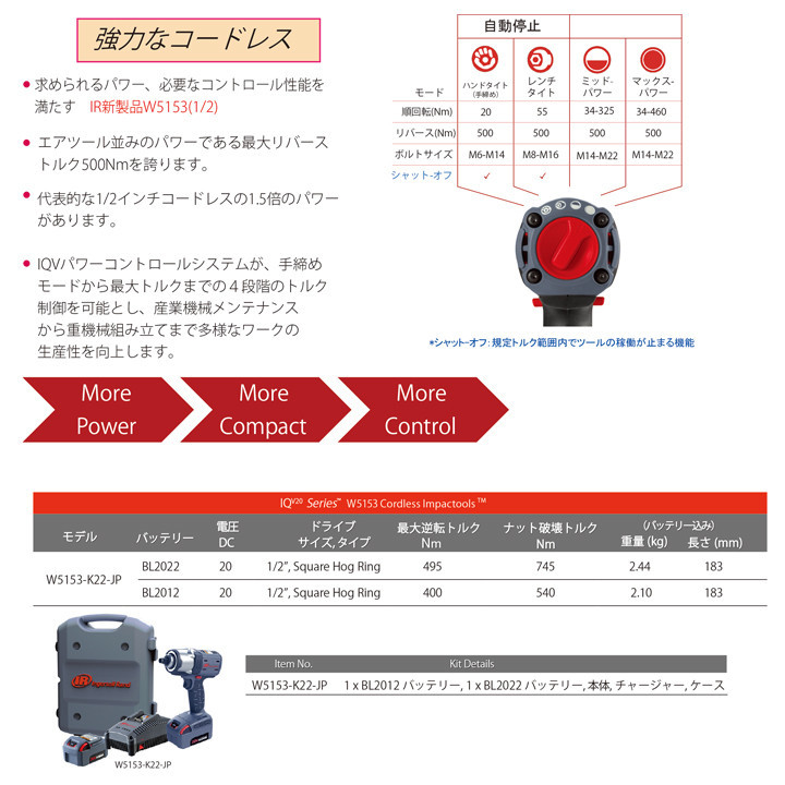 W5153 1/2アベンジャー　コードレスインパクトレンチ